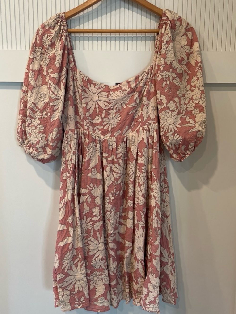Together Rose-Pink Floral Puff-Sleeve Mini Dress